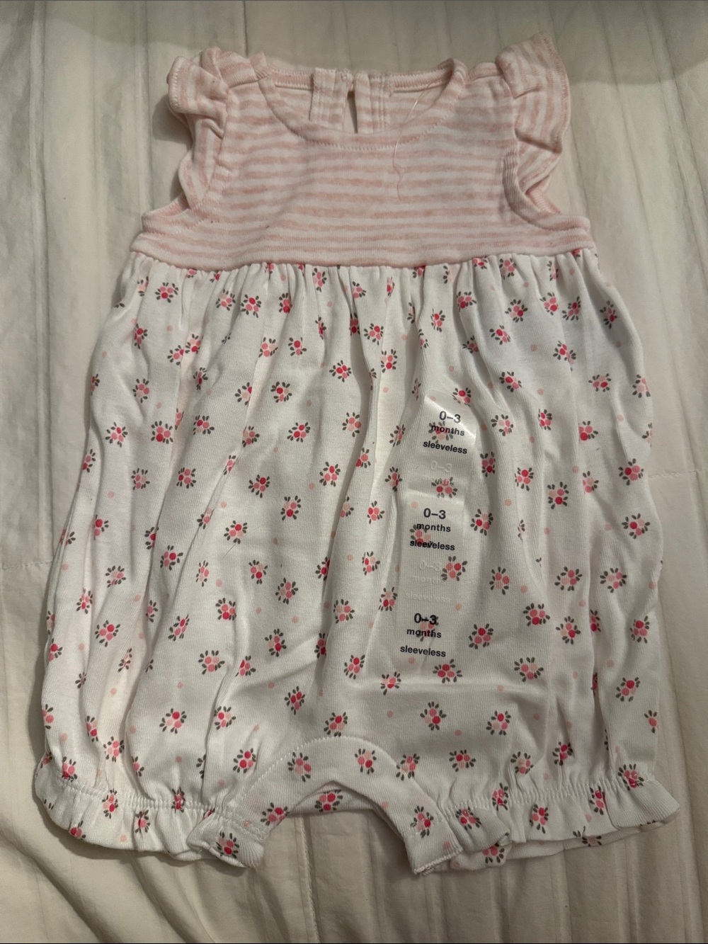 GAP Pink and White Floral Sleeveless Baby Romper